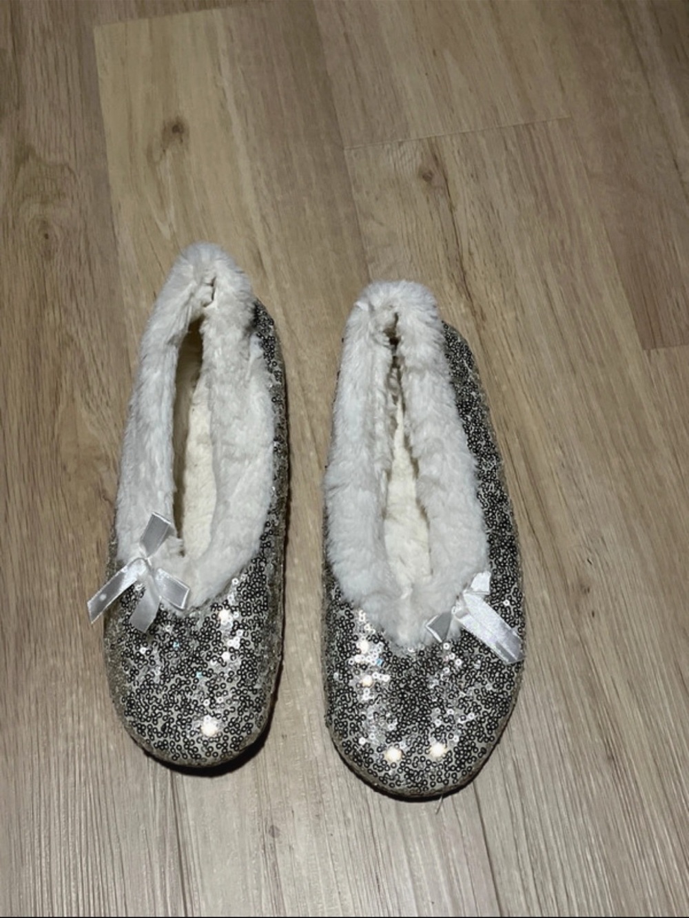 Sequin Plush-Lined Women's Slipper - Silver